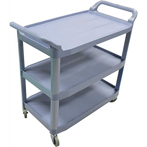 Impact 7006 Gray 3 Shelf Bussing Cart, 40" Length x 20" Width x 38" Height