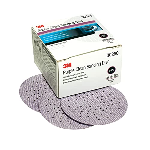 3M Hookit Purple Clean Sanding Disc 343U, 30260, 3 in, P800, 50 discs per carton