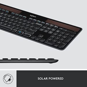 Logitech K750 Wireless Solar Keyboard for Windows, 2.4GHz Wireless with USB Unifying Receiver, Ultra-Thin, Compatible with PC, Laptop - Black