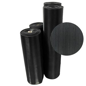 rubber-cal 03_168_w_fr_15 fine rib corrugated rubber mats, 1/8" thick x 4' x 15' runners, black