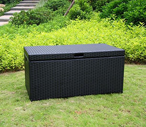 Jeco Wicker Patio Storage Deck Box in Black