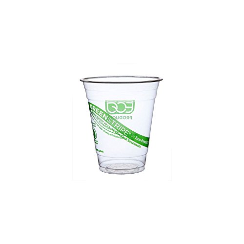 Eco-Products GreenStripe Compostable Disposable Cold Cups, Renewable Eco-Friendly PLA Plastic Cups, 12 fl oz, Case of 1000