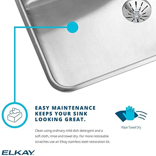 Elkay ELUH231712 Lustertone Classic Single Bowl Undermount Stainless Steel Sink