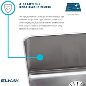 Elkay ELUH231712 Lustertone Classic Single Bowl Undermount Stainless Steel Sink