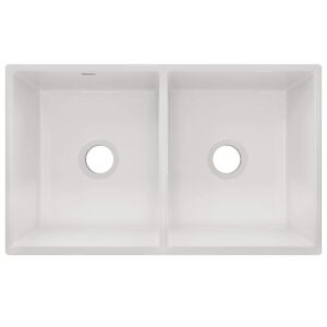 Elkay SWUF32189WH Fireclay Equal Double Bowl Farmhouse Sink, White