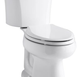 Kohler K-3999-0 Highline Comfort Height Two-piece Elongated 1.28 Gpf Toilet with Class Five Flushing Technology And Left-hand Trip Lever, Seat Not Included, White