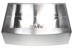 33 inch stainless steel single bowl curved front farmhouse apron kitchen sink zero radius design