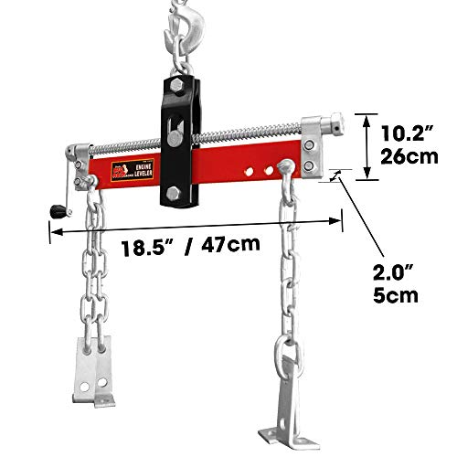 BIG RED T32100 Torin Engine Hoist Shop Crane Accessory: Steel 3 Position Engine Leveler with Adjustable Handle, 3/4 Ton (1,500 lb) Capacity, Red