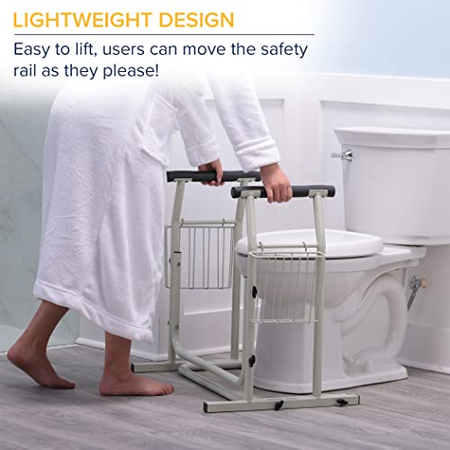 Drive Medical RTL12079 Toilet Safety Frame, Stand Alone Toilet Rails, Easy to Install Toilet Railing, Toilet Seat Frame for Elderly, Adjustable Handrails for Toilet Seat