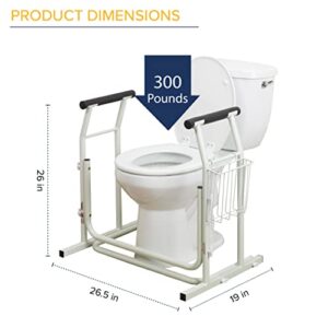 Drive Medical RTL12079 Toilet Safety Frame, Stand Alone Toilet Rails, Easy to Install Toilet Railing, Toilet Seat Frame for Elderly, Adjustable Handrails for Toilet Seat