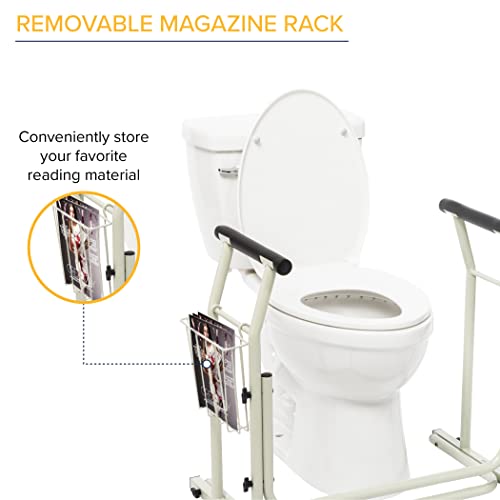 Drive Medical RTL12079 Toilet Safety Frame, Stand Alone Toilet Rails, Easy to Install Toilet Railing, Toilet Seat Frame for Elderly, Adjustable Handrails for Toilet Seat