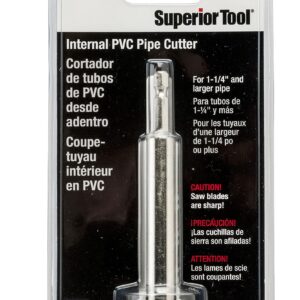 Superior Tool 37516 1-1/4" Internal PVC Pipe Cutter-One and a Quarter Inch Pipe Cutter for PVC, Grey/Black