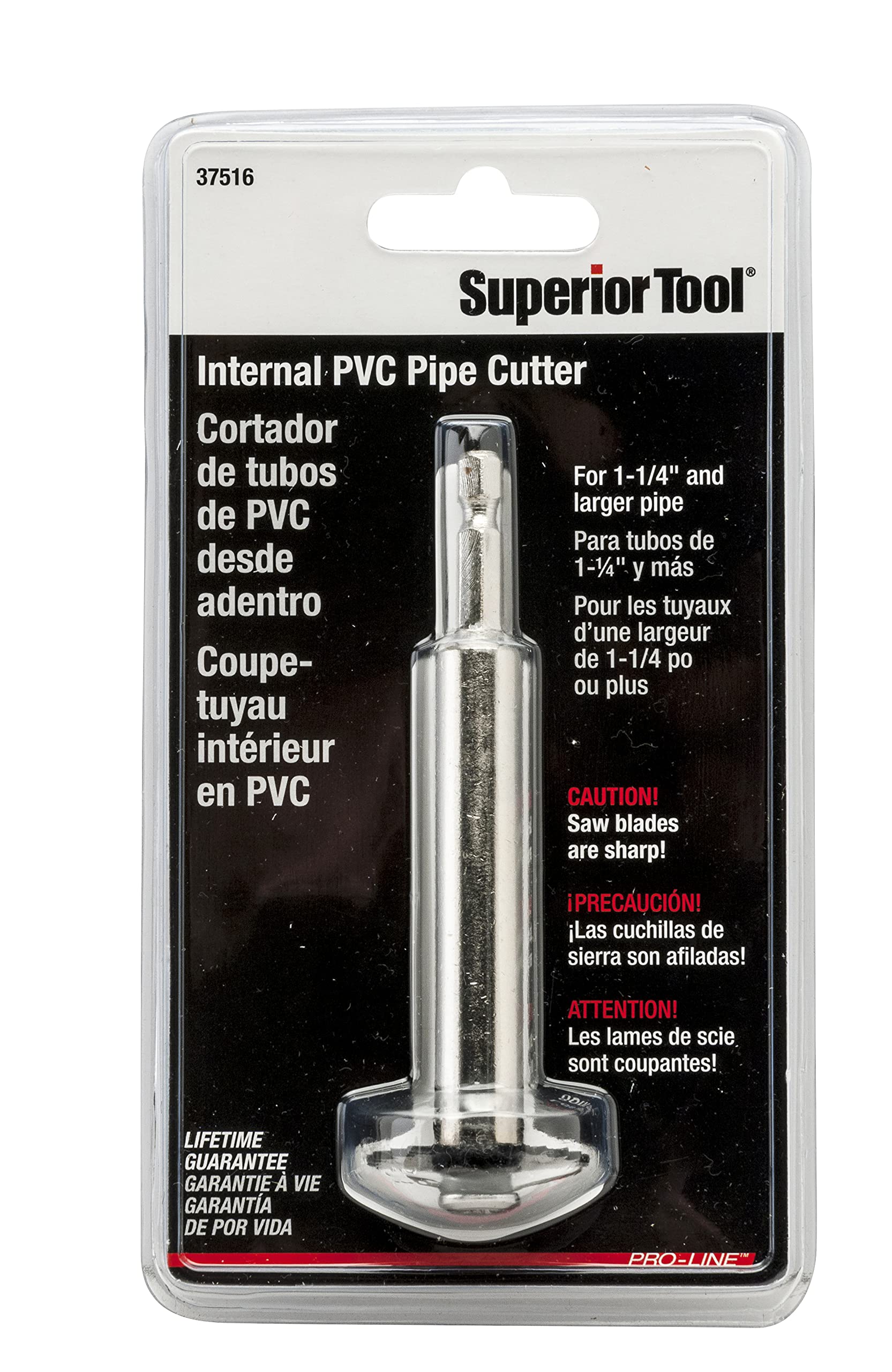 Superior Tool 37516 1-1/4" Internal PVC Pipe Cutter-One and a Quarter Inch Pipe Cutter for PVC, Grey/Black