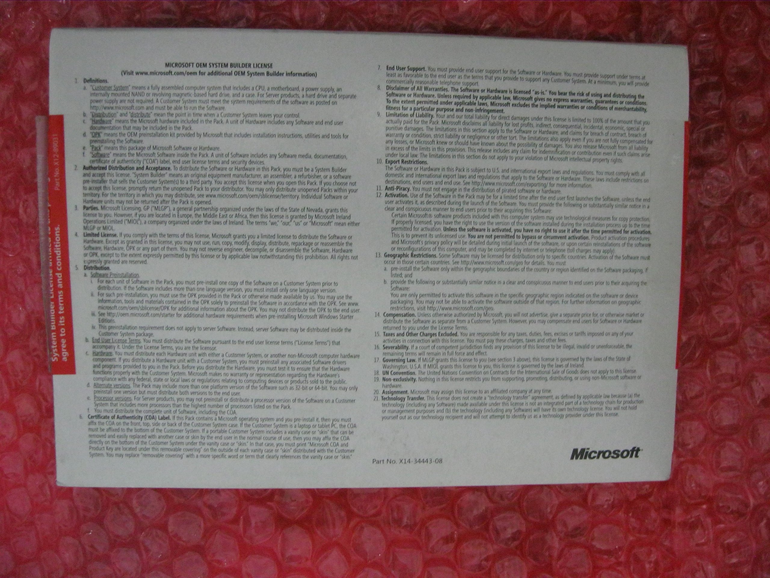 Microsoft Windows Server 2008 R2 Standard SP1 OEM (Old Packaging)