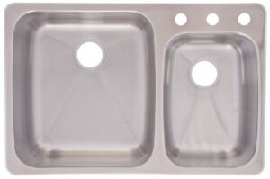 franke c2233r/9 stainless steel 33 1/4x 22in. dualmount double bowl sink