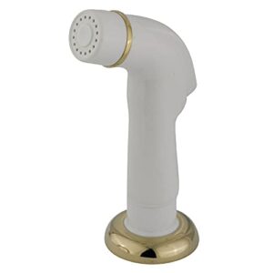 kingston brass gourmetier kbs752sp kitchen faucet sprayer with hose, white sprayer with polished brass flange