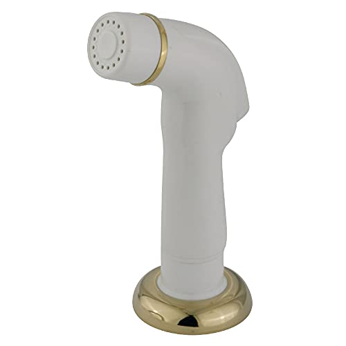 Kingston Brass Gourmetier KBS752SP Kitchen Faucet Sprayer with Hose, White Sprayer with Polished Brass Flange