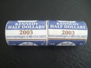 2003 p & d kennedy half dollar rolls from us mint 40 halves coins