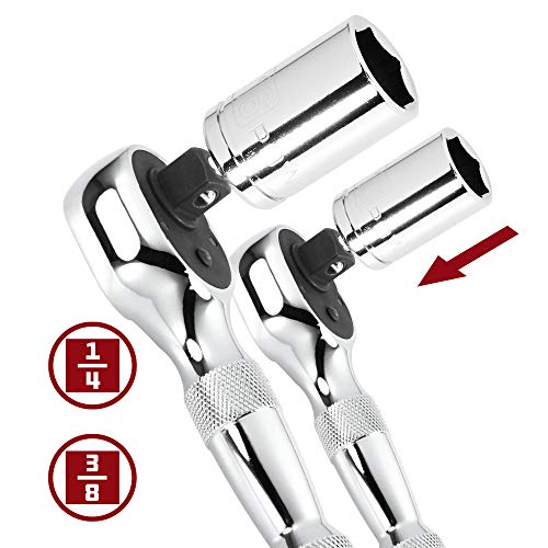 Powerbuilt 640927 1/4-Inch and 3/8-Inch Stubby Ratchet Set, 2-Piece,Silver