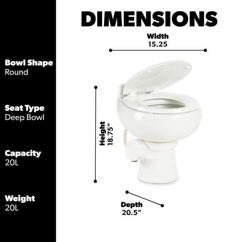 Dometic Sealand 510 Plus RV/Marine Toilet -Foot Pedal Flush with Elongated Enameled Wood Seat - Standard Height - Efficient Water Consumption Eco-Friendly Flush