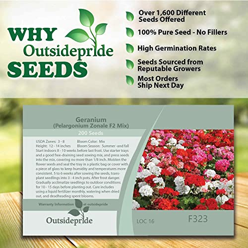 Outsidepride Geranium Garden Flower Seed Plant Mix for Containers, Baskets, Beds, & Window Boxes - 100 Seeds