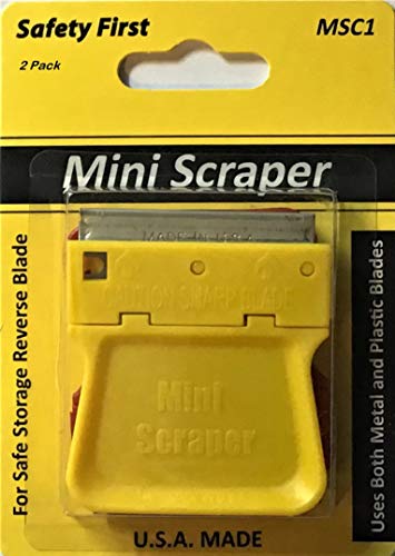 MINISCRAPER® 2 Mini Razor Blade Scrapers with 5 Metal Blade Pack USA Made
