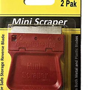 MINISCRAPER® 2 Mini Razor Blade Scrapers with 5 Metal Blade Pack USA Made
