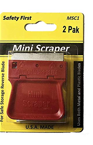 MINISCRAPER® 2 Mini Razor Blade Scrapers with 5 Metal Blade Pack USA Made