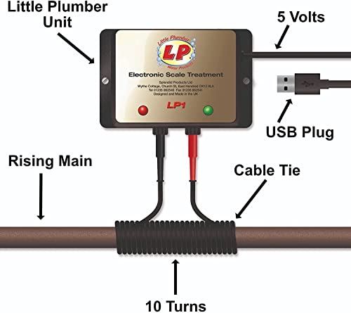 Water Softener System by Little Plumber - Whole House Descaler - No Salt Water Softener - Electronic Water Descaler - Compact, Easy to Use, One Year Guarantee