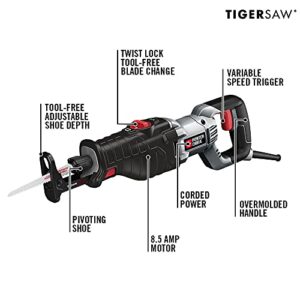 PORTER-CABLE Reciprocating Saw, 8.5-Amp, Variable Speed Trigger with Orbital Action, Corded (PC85TRSOK)