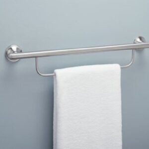 Moen LR2350DBN Home Care Bathroom Safety 24-Inch Grab Bar with Towel Bar, Brushed Nickel