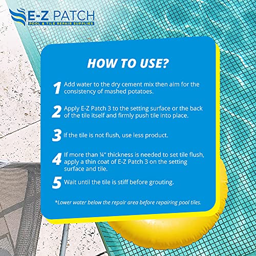 E-Z Patch 3 Thinset Pool Tile Setting Cement - White - 3lbs EZP-132