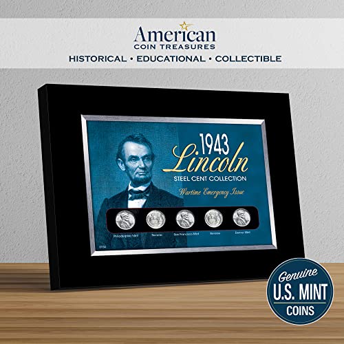 American Coin Treasures 1943 Lincoln Steel Penny Collection Wartime Emergency Issue in Small Frame