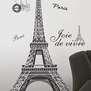 RoomMates RMK1576GM Paris Eiffel Tower Peel and Stick Wall Decal 55.75 inch x 32.5 inch