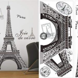 RoomMates RMK1576GM Paris Eiffel Tower Peel and Stick Wall Decal 55.75 inch x 32.5 inch