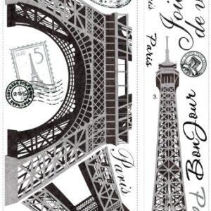 RoomMates RMK1576GM Paris Eiffel Tower Peel and Stick Wall Decal 55.75 inch x 32.5 inch