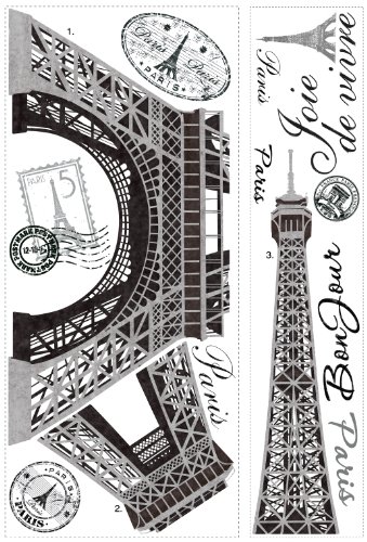 RoomMates RMK1576GM Paris Eiffel Tower Peel and Stick Wall Decal 55.75 inch x 32.5 inch