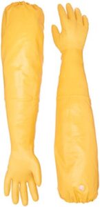 showa atlas 772 m nitrile elbow length chemical resistant gloves, 26", yellow