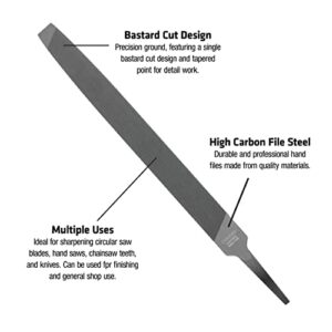 Century Drill & Tool 4054 Professional Single Cut Hand File, Mill Bastard Style, 12", General Purpose, Sharpening and Smoothing Flat Surfaces