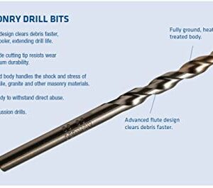 Century Drill & Tool 86812 Sonic Masonry Drill Bit, 3/16" x 3-1/2"