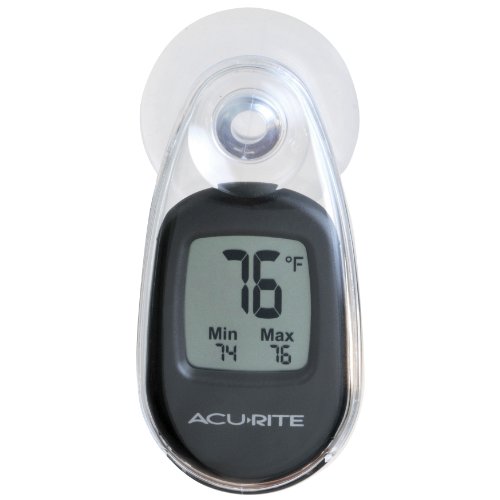AcuRite 00318 Indoor Outdoor Suction Cup Digital Thermometer, Black
