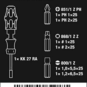 Wera 05073661002 Kraftform Kompakt 27 RA Slotted Ratcheting Screwdriver, 1/4" Head, MULTI