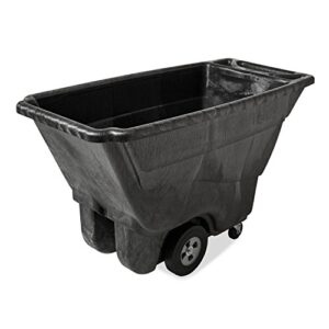 rubbermaid commercial products tilt dump truck, 450 lbs 1/2 cubic yard heavy load capacity with wheels, trash recycling cart, black