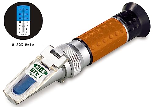 Vee Gee Scientific BTX-1 Handheld Brix Refractometer with ATC, 0-32% Brix Range, 0.2% Resolution, ±0.2% Accuracy, Industrial-Grade, 5-Year Warranty