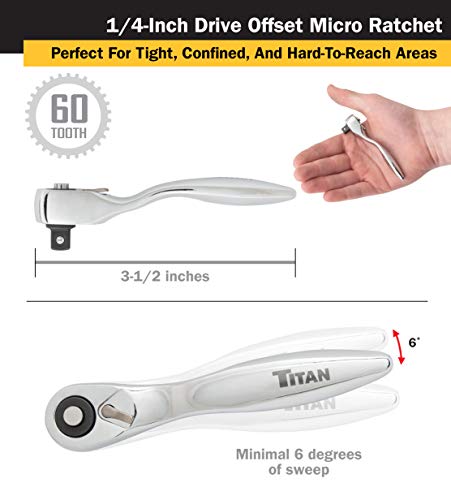 Titan 11203 2-Piece Offset Micro Ratcheting Bit Driver and Ratchet Set