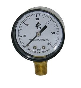 swimming pool or spa filter pressure gauge, side mount 60lb filter pressure gauge 1/4" pipe threads
