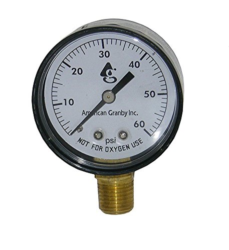 Swimming Pool or Spa Filter Pressure Gauge, Side Mount 60LB Filter Pressure Gauge 1/4" Pipe Threads