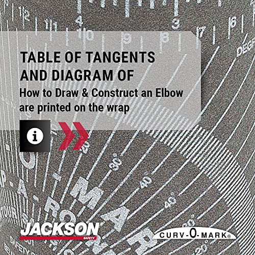 Jackson Safety Pipe Measure Tool Wrap Around Tape, Flex Angle Measuring and Marking Gauge for 3 to 6 Diameter, Medium, Black, 14752, 3.88" X 4''