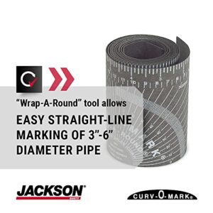 Jackson Safety Pipe Measure Tool Wrap Around Tape, Flex Angle Measuring and Marking Gauge for 3 to 6 Diameter, Medium, Black, 14752, 3.88" X 4''