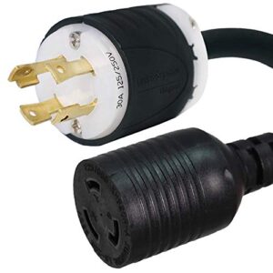 nema l14-30p to l6-20r plug adapter - 1 foot, 20a/250v, 12/3 awg - iron box # ibx-4964b-01